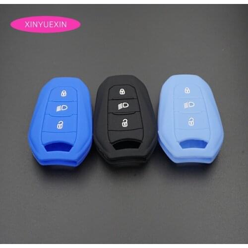 Xinyuexin For Peugeot 308 408 508 2008 3008 4008 5008 3Buttons Silicone Car Key Cover FOB Case Smart Remote Car Key Car-Styling