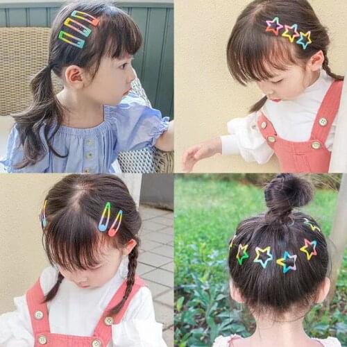 10/20 Pcs/Set Children Cute Colors Geometric Fruit Stars Ornament Hair Clips Girls Lovely Shiny Hairpins Kids Hair Accessories