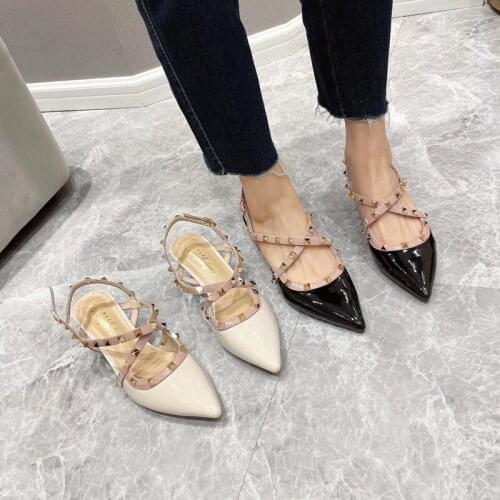 Rivet high heels stiletto women sandals 2021 summer new style sexy buckle with Baotou professional single shoes trend