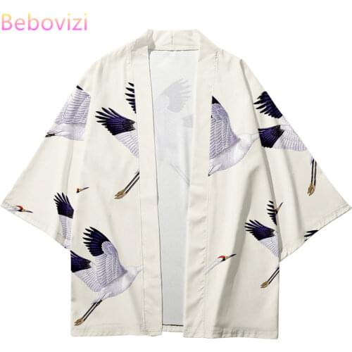 Plus Size XXS-6XL 5XL Crane Loose Japanese Streetwear Cardigan Women Men Harajuku Haori Kimono Cosplay Top Shirts Yukata Clothes