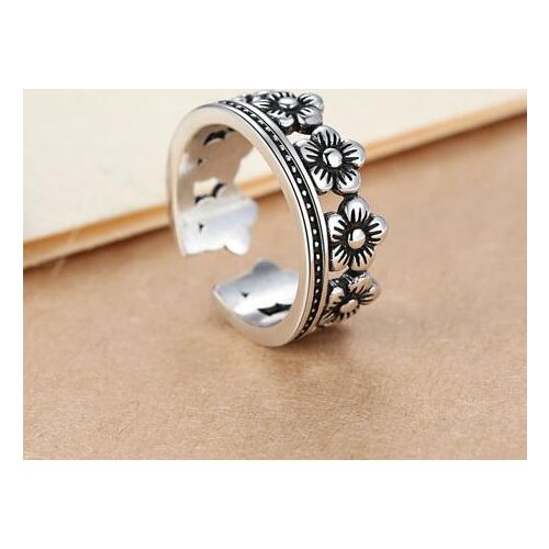 Retro Silver Color Plum Flower Rings for Women Jewelry Fashion Open Adjustable Finger Ring Free Shipping