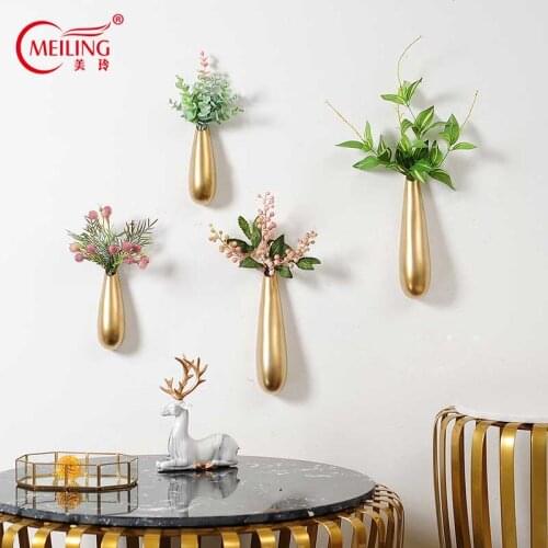 Gold Wall Vases For Decoration Ceramic Flower Vase Wall Home Decor Collectible Art Handmade Creative Housewarming Mother Gifts