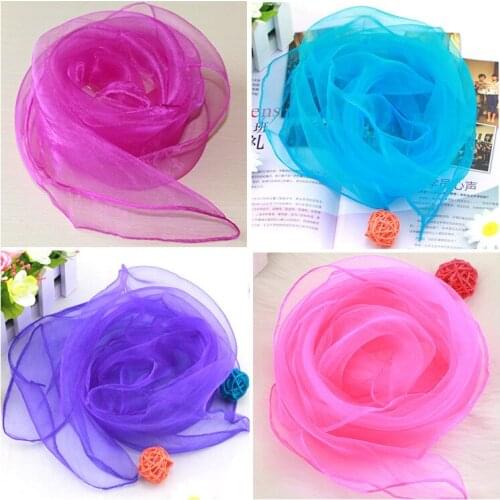 1Pc 60*60cm Hemmed Square Juggling Dance Scarves 6 Colors Desigual Scarves Square Scarf Polyester (Assorted Color)