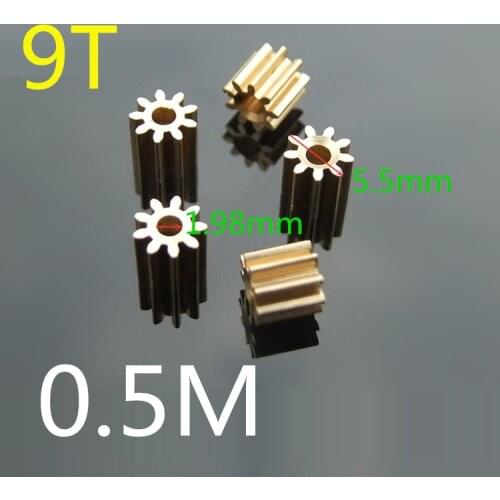 10/5PCS/LOT 0.5 Modulus 0.5M 92A Copper Gear 9 Tooth 2mm Hole Metal Gear 0.5 Mode Spindle Gear DIY Helicopter Robot Toys