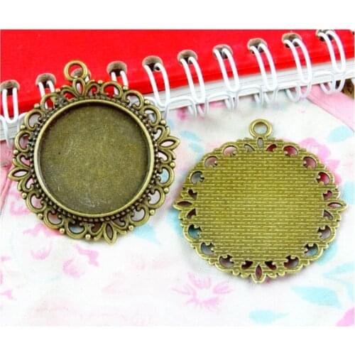 10 Pcs 25MM Inner Size Antique Bronze Plated Blank Base Setting Tray Pendant Diy Accessories