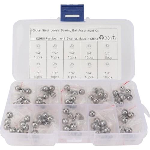 100pcs Precision Steel Bearing Balls 1/4 Inch G25 With Clear Plastic Box For Motorcycles, Ships And Yachts Accessories