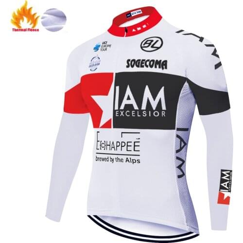 2020 pro team IAM long sleeve Cycling Jersey Winter Thermal Fleece Bicycle maillot cyclisme homme Warm Moutain bike jersey
