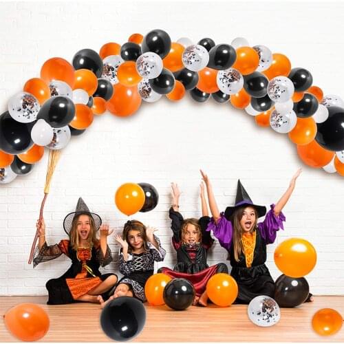 77pcs Halloween Party Balloons Garland Arch Kit Black Orange Confetti Latex Balloon Halloween Party Background Decors Suppliesi