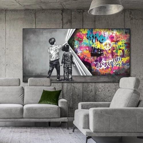 Abstract Child Graffiti Fist Mobile Shackle Wall Art Picture Canvas Decorative Painting Poster Home Decor Living Room Painting