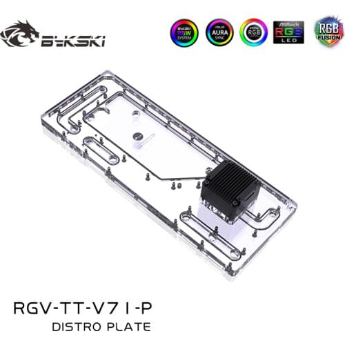 BYKSKI Acrylic Board Water Channel Solution use for ThermalTake/Tt V71 for CPU GPU Block / 3PIN RGB / Instead of Reservoir