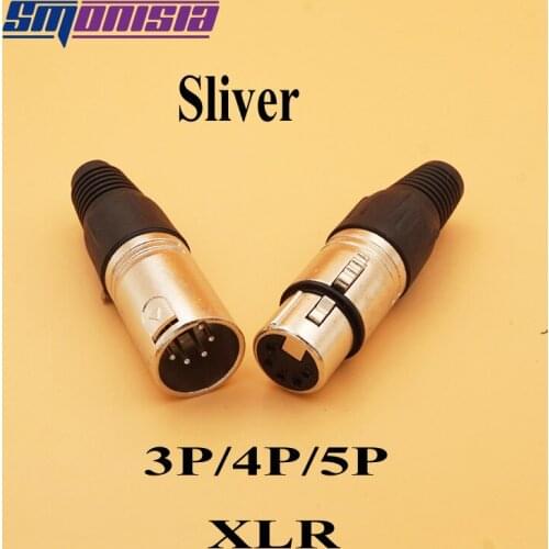 Smonisia 10Pcs/lot 3/4/5 Pin XLR Audio Cable Connector Microphone Panel Mount Socket XLR Converter Adapter Sliver