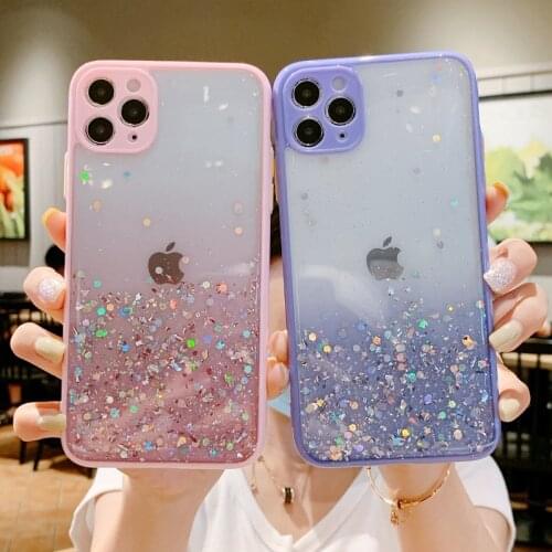 Shining Glitter Phone Case For iPhone 12 Pro 12 11 Pro Max XR XS Max X 7 8 Plus Camera Protection Clear Cover For iPhone SE 2020