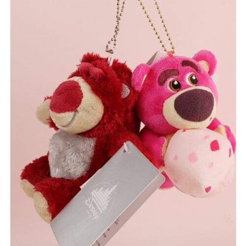 12cm Lotso Bear Toy Story 3 Keychain Plush For ChildrenS Backpacks Disney Stuffed Toys Cute Plushies For Girl Movie And Tv Doll