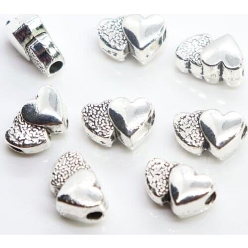 20pcs Tibetan Silver Love Heart Charm Loose Spacer Beads 8x12mm DIY Jewelry Making