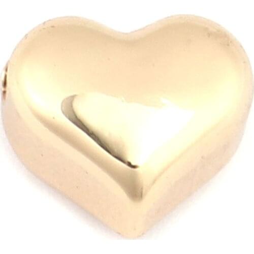 Heart Beads Jewelry Gold Color Fashion Bezds For DIY Jewelry Making Supplie 11mm x 9mm, Hole: Approx 1.9mm，2 PCs