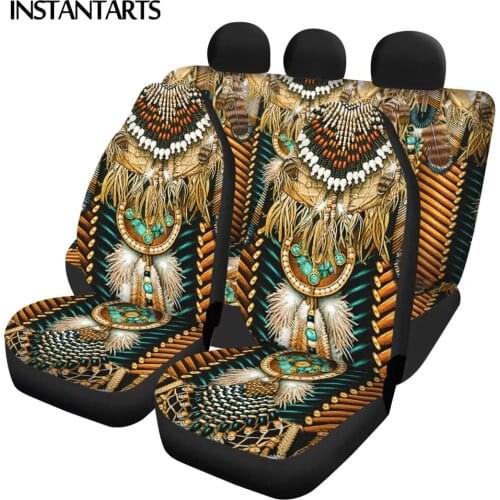 INSTANTARTS Fashion Tribal Navajo Design Front and Back Car Seat Cover for Car Durable Vehicle Seat Covers Soft Car Seat Cushion