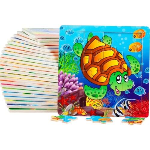 New 15*15CM Kids Toy Wood Puzzle Wooden 3D Puzzle Jigsaw For Children Baby Cartoon Animal/Traffic Puzzles Educational Toy