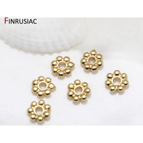 DIY Jewelry Accessories Plating 14k Gold Spacer Beads 6mm Flower Bead Caps Bracelet Separator