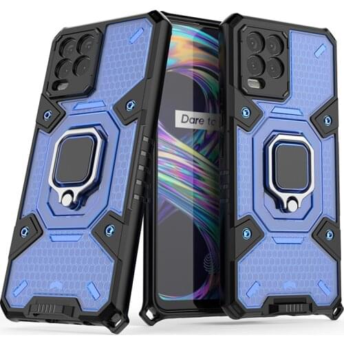 KEYSION Shockproof Case For OPPO Realme 8 Pro Magnet Car Holder Ring Back Cover For Realme GT Bumper Silicone Protective Case