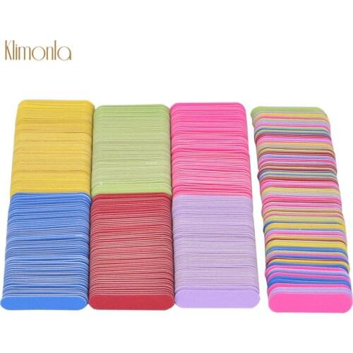 Klimonla 500pcs Mini Nail File 240 Grit Nail Art Buffing Manicure Sanding Tools Color Wood Files Pedicure UV Gel Polisher Tools