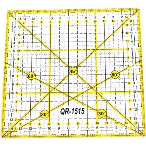 1 Pc 15x15cm Acrylic Patchwork Aligned Ruler Transparent Drawing Ruler Office & School Sewing Measuring Supplies