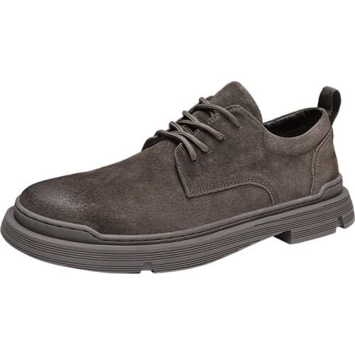 2021 Autumn Winter New Leather Casual Shoes for Man Breathable Lace-up Shallow Casual Middle Heel Boat Shoes Suitable for Daily