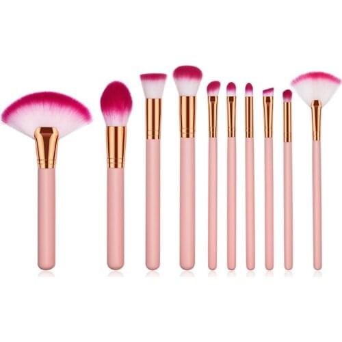 4 12 Pieces Pink Make Up Brush Set with PVC Case Soft Synthetic Powder Brow Fan Kabuki Face Professional Brushes for Makeup 2018