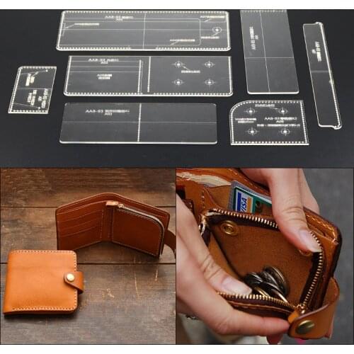 1 Set leather craft women wallet shape multi pocket Acrylic sewing pattern cutting template set