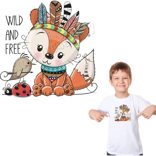 Fox Stickers On Clothing Kawaii Letters Print Patches For Children Big High Quality Easy Print Applique Iron On Parches