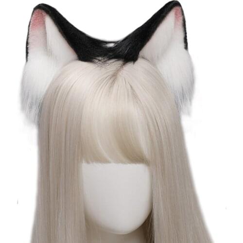 Cosplay Furry Headband Animal Cat Hairband Ears Long Fur Kawaii Hair Props