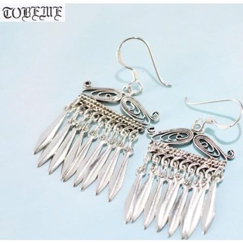 Handcrafted 100% 925 Silver Earrings Thailand Silver Women Earrings Pure Silver Bohemia Earrings