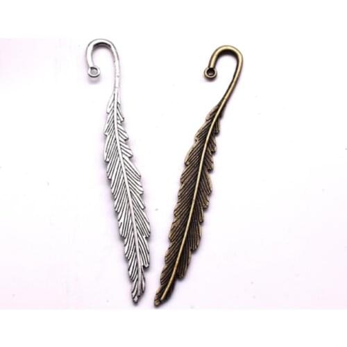 Silver/Bronze Tone Leaf Feather Charms Pendants Bookmark for DIY Necklace Earrings Jewelry Findings Making SN789