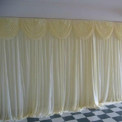 Wedding Backdrop Curtain Stage Wedding Decoration Supplies Background Valance With Curtain Head Ice Silk Gauze Curtain 2X2M 3X3M