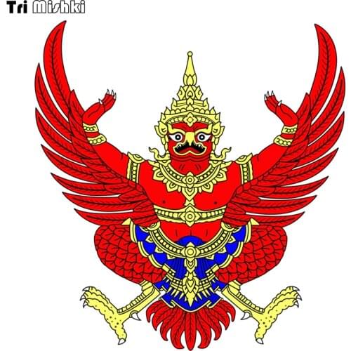 Tri Mishki WCS157 14x15cm Garuda emblem of Thailand Phra Khrut Pha Red Bird car sticker funny colorful auto automobile decals