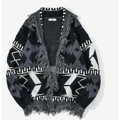 Japanese languid is lazy wind sweaters for men and women loose cardigan new street retro hole cat whisker knitted long sleeve