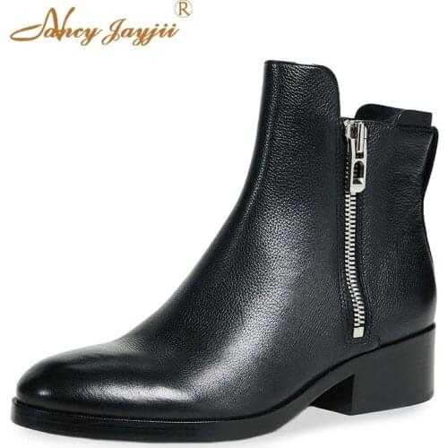 Alexa Woman Ankle Boots Bota Female Shoes Lady Dress Party Casual Zipper Side Short Plush Block Heels Chunky 2021 Autumn Winter