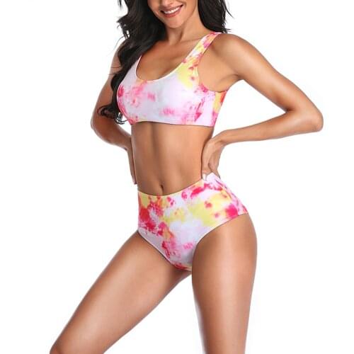 Tie Dye Two Piece Suit Women Female Swimwear Summer High Waist Bikini Set Beach Bathing Suit