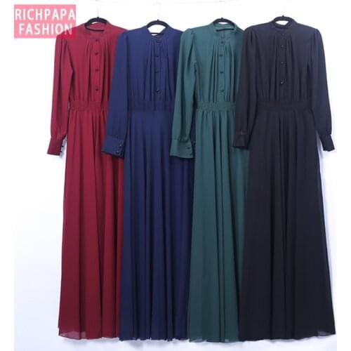 Chiffon Abaya Dubai Muslim Hijab Dress Kaftan Abayas For Women Caftan Islamic Clothing Jilbab Femme Musulman Turkish Dresses