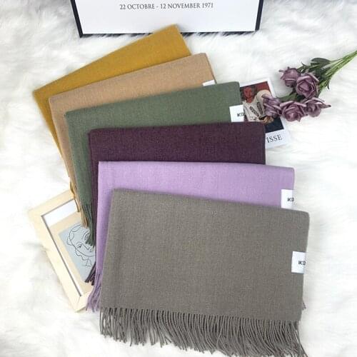 Winter Wool Cashmere Scarf Shaw Warmer Women Echarpe Wrap with Tassel Pashmina Foulard Femme Merino Cashmere Scarves for Ladies