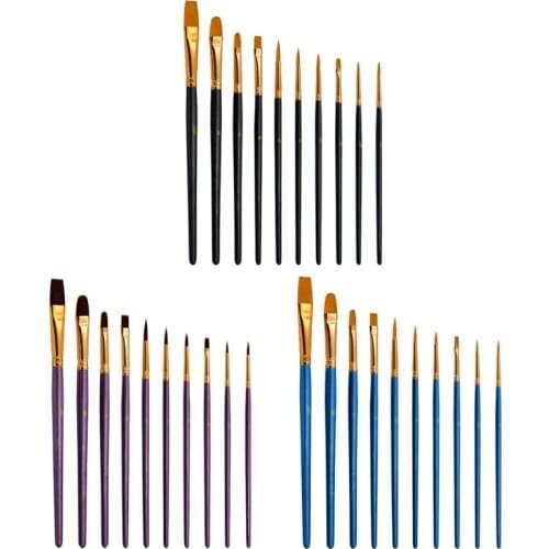 10Pcs Nylon Paint Brushes Set for Drawing Painting Acrylic Watercolor Professional Art Supplies， for Kids and Adults