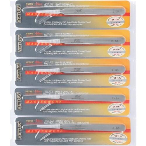 10pcs/Lot Vetus Professional Eyelash Tweezers Stainless Steel Antistatic Tweezers for False Eyelashes Extension