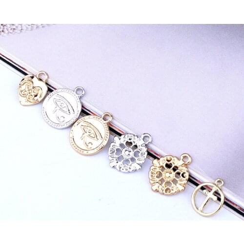 10pcs Retro Evil Eye Love Cross Coin Alloy Charms Pendant Jewelry Findings Diy For Earring Bracelet Necklace Decor Accessory