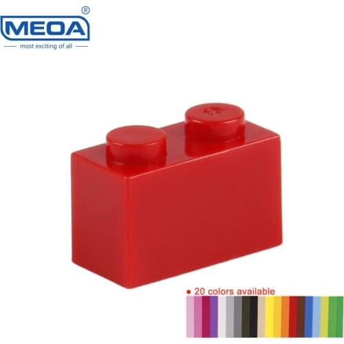 100g=125pcs MEOA Building Blocks Spare Parts 1x2 Highe Bricks 2 Dots Small Block Compatible with log DIY Assemble Toy