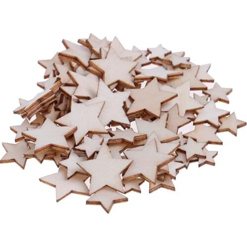 100Pcs 10/12/15/20MM Wood Star Fashion Wooden Party DIY Decorations Chipboard Home Decor DIY Christmas Scrapbooking