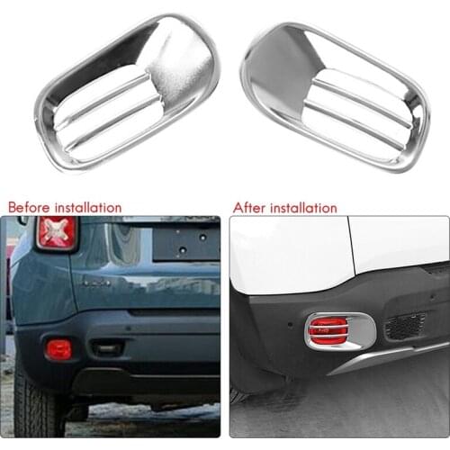 2 Pcs Side Lamp Cover Light Trims Bumper Protector Rear Tail Fog Light Lamp Frame for Jeep Renegade 2015-2019