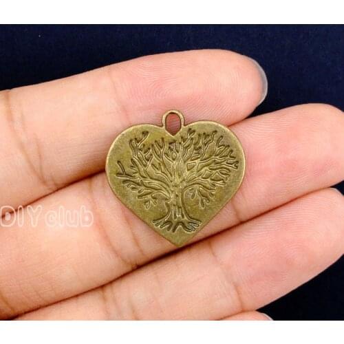40pcs- Antique Bronze Life Tree charms Pendant, Heart Charms 23x23mm
