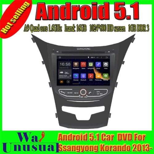 WANUSUAL 1024*600 8''Octa Core 32G 4G RAM Android 6.0 GPS Navigation for Ssangyong Korando 2013 2014 2015 2016 2017 with BT WIFI