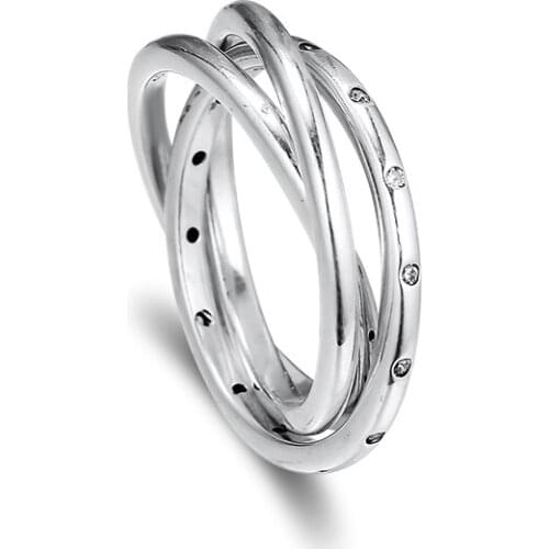 Authentic 925 Sterling Silver Clear CZ Swirling Symmetry Ring for Women Wedding Jewelry Silver 925 anillos mujer