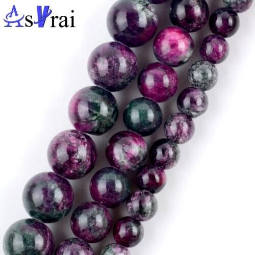 Natural Stone Tourmaline Persian Jades Beads For Jewelry Making 4 6 8 10 12mm Round Loose Spacer Beads DIY Bracelet Necklace 15"