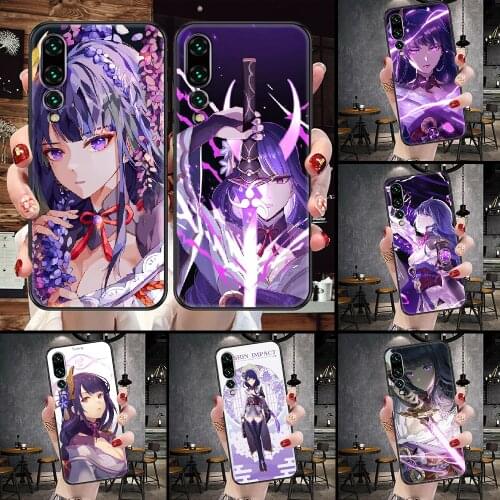 Genshin Impact RAIDENSHOGUN Phone Case For Huawei P Mate P10 P20 P30 P40 10 20 Smart Z Pro Lite black tpu shell art funda pretty